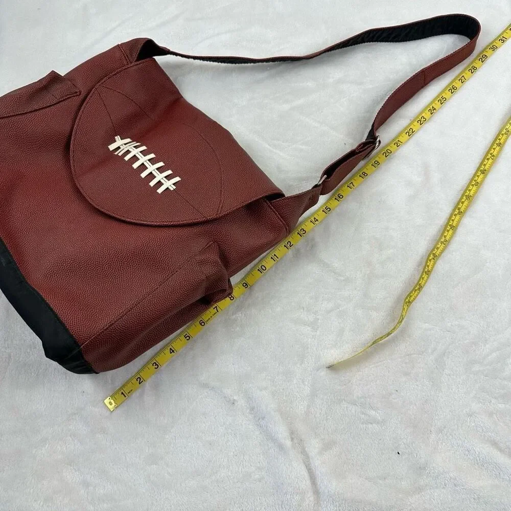 Timi & Leslie Football Stitch Men's Diaper‎ Bag Brown Leather Game Day Sporty